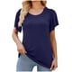 thumbnail image 2 of Fiudx Ofertas Del Día Camiseta Casual de Manga Corta con Cuello Redondo y Volantes de Color Sólido para Mujer, 2 of 7