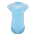 thumbnail image 2 of iixpin Kids Girls Floral Lace Sleeve Ballet Dance Unitard Gymnastics Leotard Sports Jumpsuit Bodysuit Dancewear Light Blue 5-6, 2 of 7