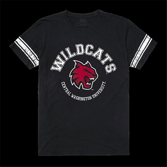 Central Washington University Mens Football Tee, Black - Small