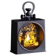 thumbnail image 4 of Halloween Vintage Handheld Lantern with Witch Castle Pattern, LED Flickering Flameless Candle Lamp, Portable Hanging Night Light Tabletop Ornament for Indoor Home Party Decor, 4 of 7