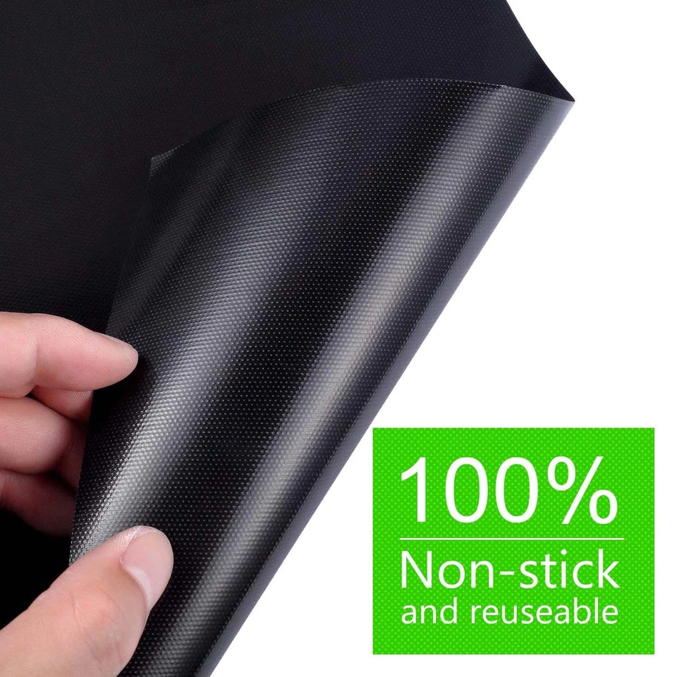 [Pack Of 2] Bbq Grill Baking Mats Non Stick Mat Black Bake Cooking Sheet Liner