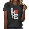 thumbnail image 2 of Fiudx Ofertas Relámpago Camiseta Estampada Informal y de Moda para Mujer con Cuello Redondo y Top de Manga Corta, 2 of 4