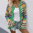 thumbnail image 2 of Cardigans Women Trendy Striped Sweater Loose Rainbow Color Matching Sweater Button Light Weight Cardigan, 2 of 8