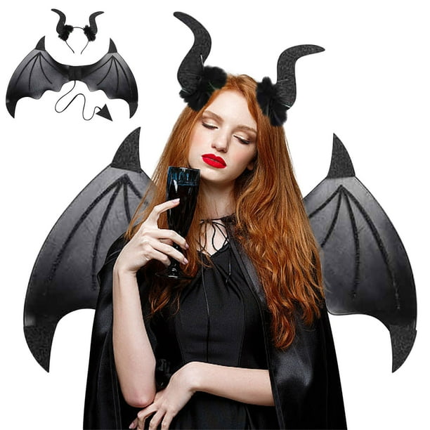 Fiudx Ofertas Flash Del Día Conjunto De Disfraz De Diablo De Halloween, Horquilla Del Diablo Y Diadema De Cuerno Del Diablo, Fiesta Para Niños, Fiesta De Disfraces De Halloween