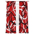 thumbnail image 2 of Red Geometric Semi Sheer Curtains 108 Inch Length 2 Panels Set, Modern Abstract Black White Striped Lines Sheer Kitchen Curtain Privacy Voile Window Curtain for Living Room Bedroom Rod Pocket Drapes, 2 of 7