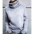 thumbnail image 4 of Women Oversized High Neck Pullover Sweater Cable Knit Long Sleeve Sweater Tops Gray M, 4 of 9
