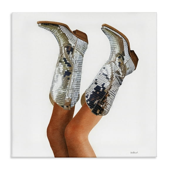 Stupell Industries Glitzy Glam Cowgirl Boots People Painting Wrapped Canvas Canvas Art Print Wall Art, 17 x 17