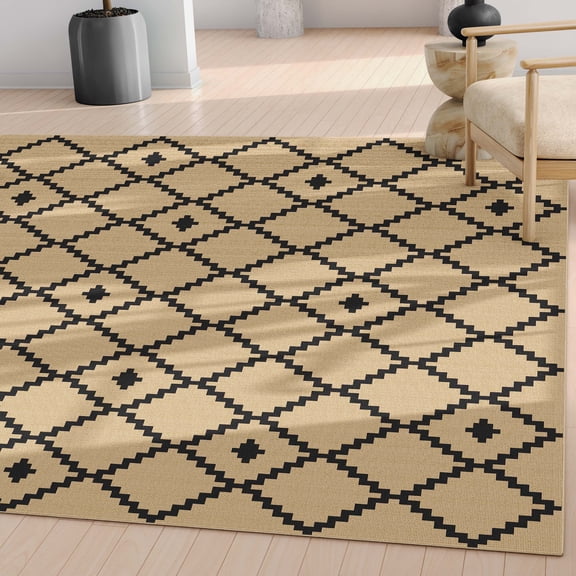 Well Woven Jute Akita Modern Moroccan Flat-Weave Black 5' x 7' Area Rug