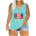 thumbnail image 2 of Aloohaidyvio Independence Day Shirt for Womens,Sleeveless American Flag T-shirt 4th of July Plus Size V Neck Patriotic Tank Tops Sky Blue L, 2 of 5