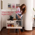 thumbnail image 5 of Ember Interiors Oxford White Modern Bar Cabinet with Wine Storage, Drawer & Open Shelves– Compact Design for Living Room or Kitchen, 5 of 11