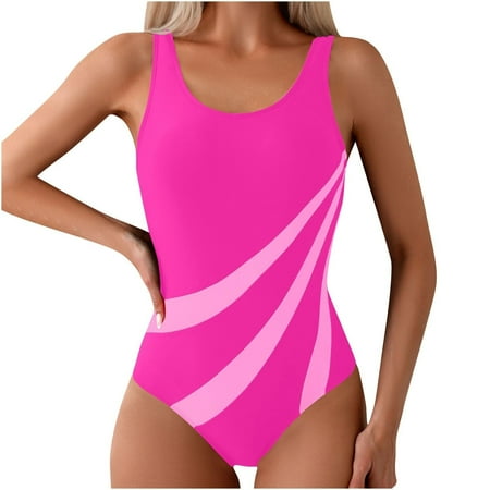 Chuancc One Piece Swimsuit Women High Cut Bikini Deep V Neck Sexy Mesh Patchwork Monokini Comfy Breathable Bathing Suits Swim Dresses for Women Tummy Control Red M Clearance