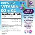 thumbnail image 2 of Vitamin D3 K2 - 5000 iu Vitamin D3 & 100 mcg Vitamin K2 (MK-7) per Serving - Calcium Absorption, Bone & Heart Health Support - Berry Chewable, Gluten Free, Non-GMO, Bottled in USA - 120 Tablets, 2 of 9