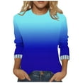 thumbnail image 2 of Inverlee 3/4 Sleeve Gradient Color Tshirts for Women Trendy Casual Plus Size Crewneck Blouse Summer Breathable Softy Tunic Tops, 2 of 7