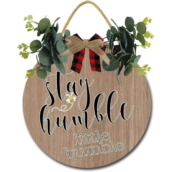 Eveokoki 12" Rustic Sign Stay Humble Sign Door Decor Wooden Front Door Hanger Wall Art Door Hanging Fall Winter Farmhouse Indoor Outdoor Home Porch Yard Decor