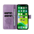 thumbnail image 3 of Wallet Case for iPhone 14 6.1" 2022, Allytech Embossed Tree&Cat PU Leather and TPU Bumper Anti-Shock Drop Proof Hand Strap Case for iPhone 14 5G, Lightpurple, 3 of 8
