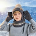 thumbnail image 2 of Girls Winter Hat with Ear Flaps Scarf Glove Set, Warm Hat Gloves Knit Lined Neck Warmer Set for Ages 4-10 Years Boys Girls, 2 of 4