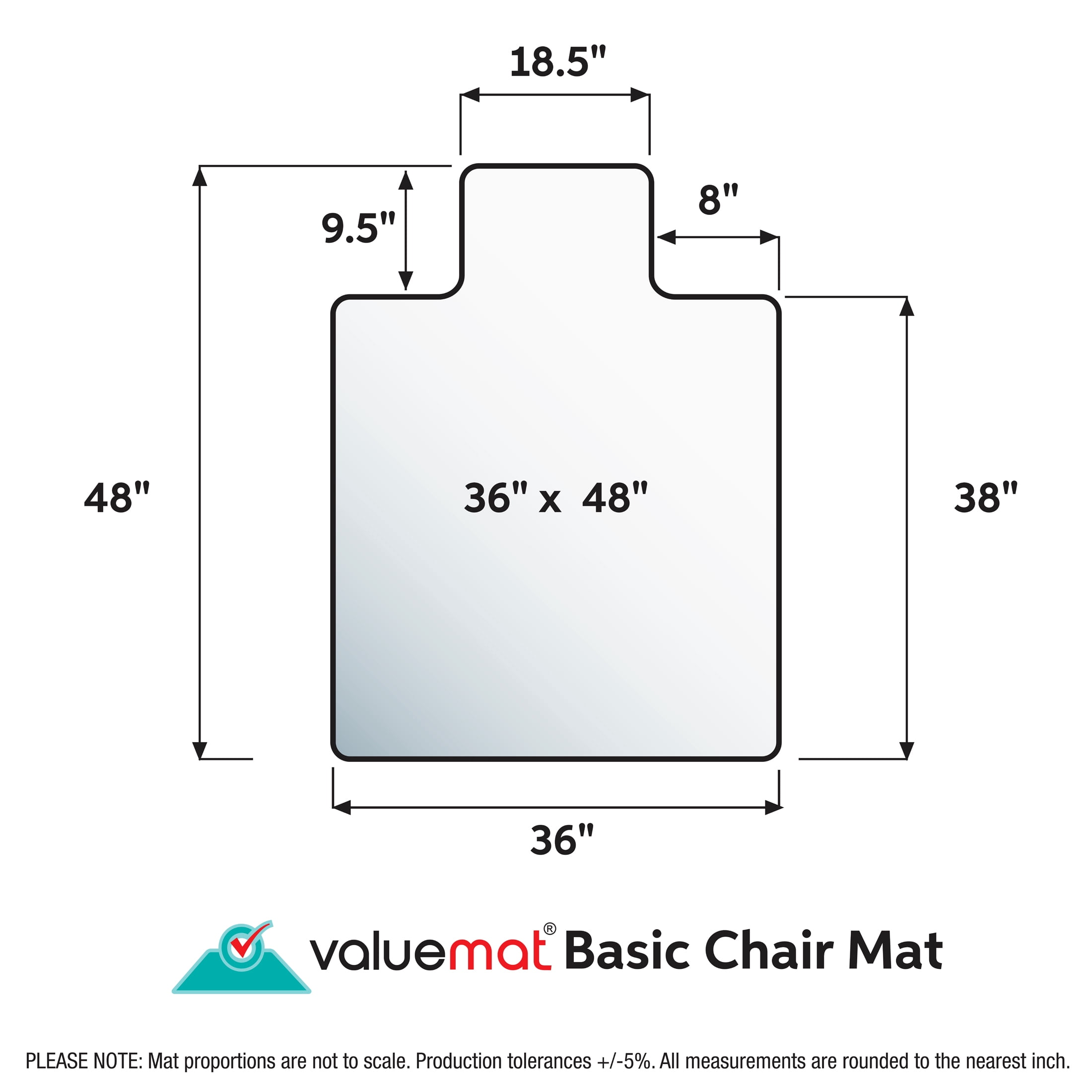 Valuemat® Basic Vinyl Lipped Chair Mat for Hard Floors - 36" x 48"