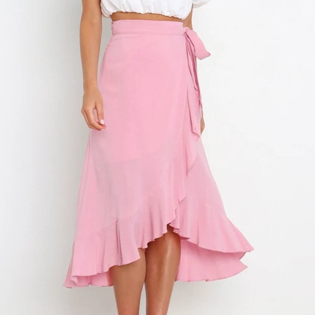 Falda Casual Falda Casual Falda Midi Irregular Falda Maxi Asimétrica para Mujer (Rosa S) Cgtredaw Para estrenar