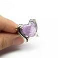 thumbnail image 2 of HOOUN 1pc Twin Dolphin Heart Rings Chakra Crystal Animal Bead Gemstone Jewerly Healing-Amethyst-1PC (Random Pick), 2 of 5
