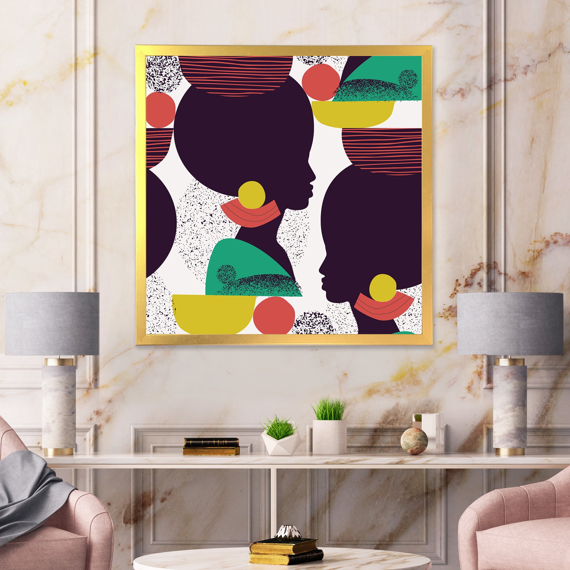 Designart 'Ethnic Geometric Silhouette of African American III' Modern Framed Art Print