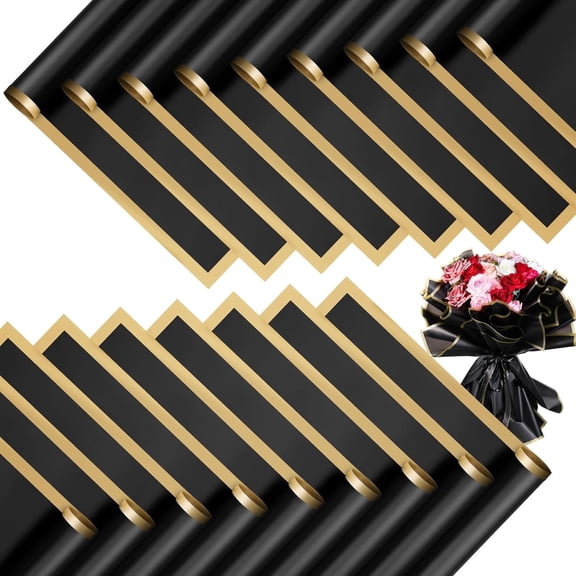 60 Sheets Floral Bouquet Wrapping Paper, Black Waterproof Flower Wrapping Paper for Graduation Gifts Wrapping Birthday Party Wedding DIY Crafts
