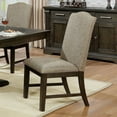 thumbnail image 3 of Classic Transitional Set of 4 Side Chairs Warm Gray Fabric Upholstered Seat Nailhead Espresso Frame Finish Dining Room Furniture, 3 of 6