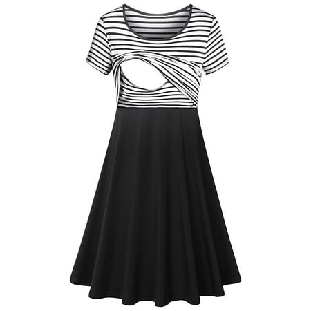 

Uniexcosm Women s Maternity Dress Pregnancy Short Sleeve O-Neck Casual Breast-Feeding Nursing Dresses