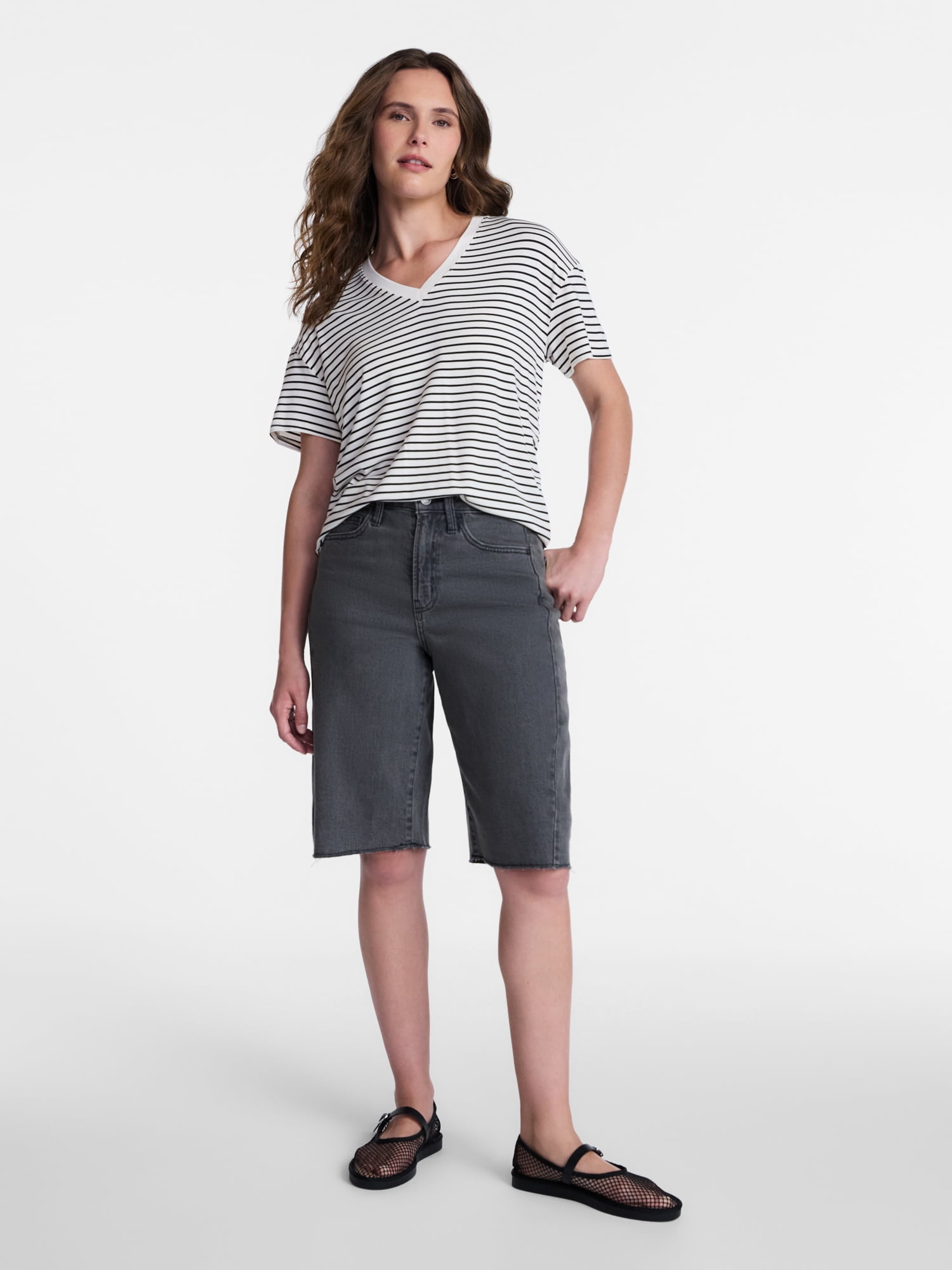 Time and Tru Women's Barrel Bermuda Shorts, Sizes 0-20
