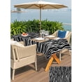 thumbnail image 5 of Outdoor Tablecloth with Umbrella Hole for Patio/Picnic/Party/Camping, Black Striped Waterproof Table Cloth Rectangle Table Cover Washable, Retro Wave Lines Texture Simple (60"x 102"), 5 of 8