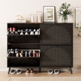 thumbnail image 5 of Shoe Storage Cabinet for Entryway, Narrow Shoe Cabinet with 4 Flip Drawers, Freestanding Shoe Rack Organizer for Foyer, Hallway, 5 of 9