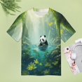 thumbnail image 4 of Funny Cute Panda Women's Short Sleeve Tops Casual Blouses T Shirt, 4 of 6