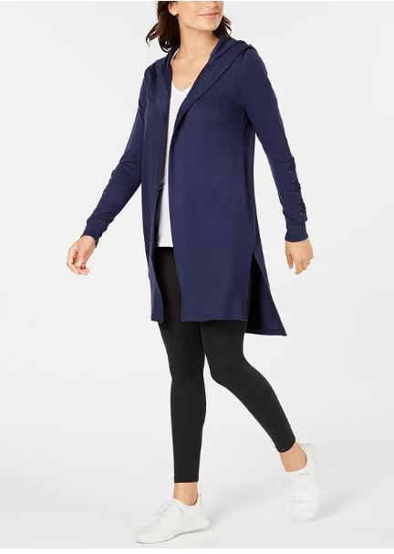 womens navy hooded cardigan