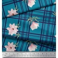 thumbnail image 2 of Soimoi Blue Cotton Duck Fabric Check & Magnolia Floral Printed Fabric 1 Yard 42 Inch Wide, 2 of 3