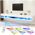 thumbnail image 4 of Anpoo 94.5'' Modern Floating TV Stand for TVs up to 100'' TV, LED High Gloss Entertainment Center with Storage & Power Outlet, TV Console with 20 Color Changing Lights for Living Room Bedroom, White, 4 of 9