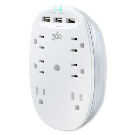 

360 Electrical 360306 Studio4.8 6-Outlet Surge Protector with Triple USB Ports