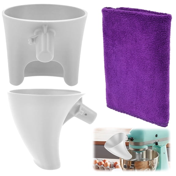 2 Pcs Stand Mixer Flour Funnel for Artisan Ksm150 5 Quart Mixer Plastic Flour Funnel Attachment Baking Accessory Avoid Spill or Splash Dishwasher Safe for Egg Liquid White