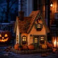 thumbnail image 4 of Hallween Glowing Pumpkin Ornament Resin Lighted Pumpkin House Decor with Warm Light, 4 of 6