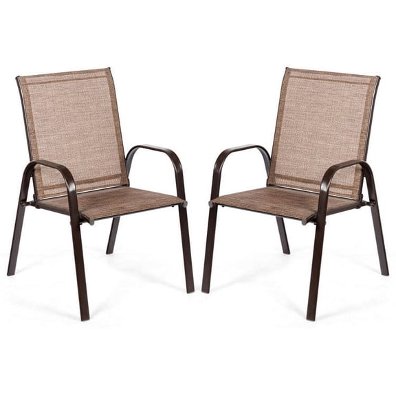 2 Pieces Patio Outdoor Dining Chair with Armrest