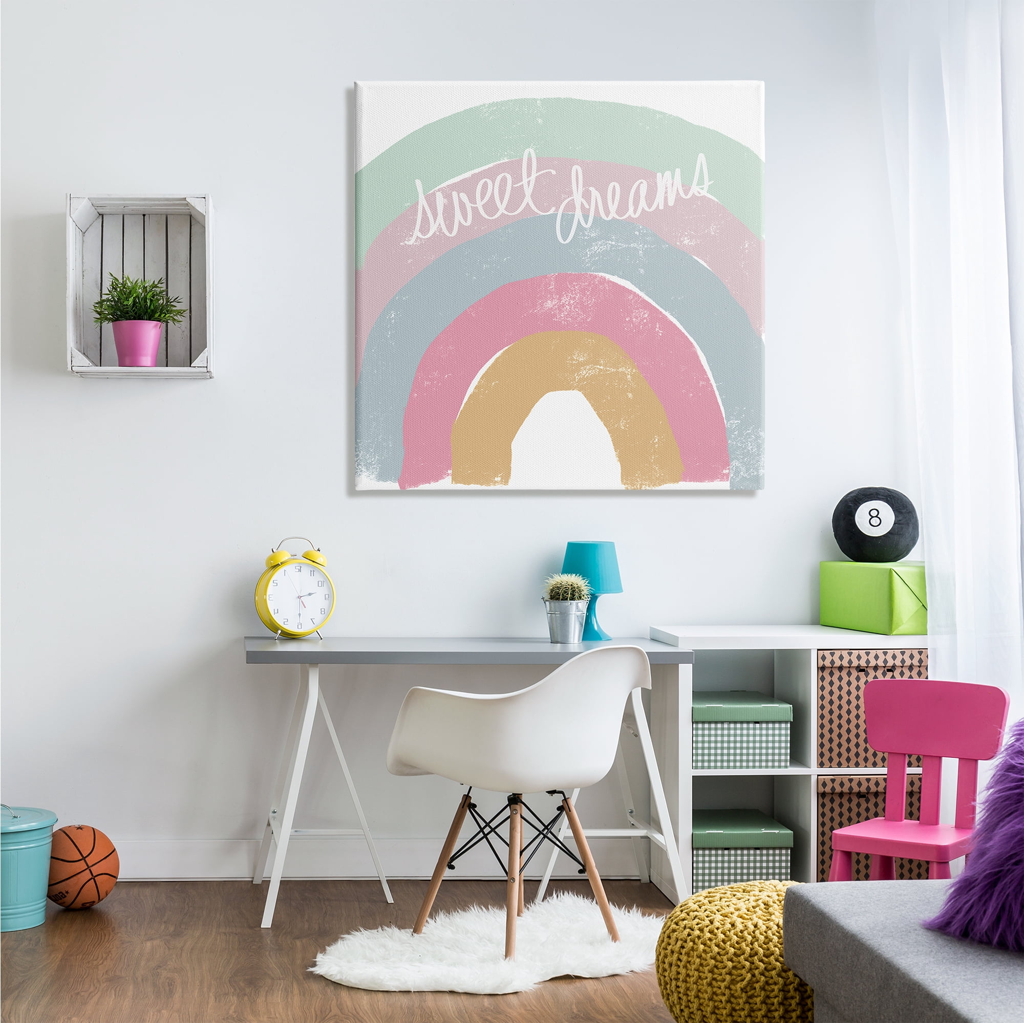 Stupell Indtries Sweet Dreams Phrase Cool Tone Pastel Rainbow,36 x 36,Design by Emily Navas