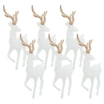 Oecoator Christmas Reindeer Figurine Decoration 6 Pcs Winter Holiday Elk Resin Lucky Deer Ornaments for Living Room TV 5.7*3.14*0.86in