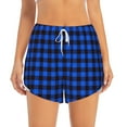 thumbnail image 3 of Uemuo Buffalo Plaid Blue Black Pattern Women's Athletic Shorts High Waisted Running Shorts with Liner Pockets Gym Elastic Workout Shorts-Medium, 3 of 9
