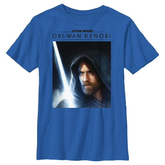 Boy's Star Wars: Obi-Wan Kenobi Lightsaber Glow Kenobi Portrait Graphic Tee Royal Blue Medium