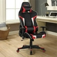 thumbnail image 2 of Pemberly Row Faux Leather Swivel Massage Gaming Chair with Lumbar Support in Red, 2 of 11