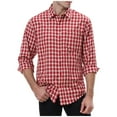 thumbnail image 2 of Txeol Men's Checkered Dress Shirt Casual Button Down Long Sleeve Plaid Shirts Jacket Work Tops with Pocket Fashion Fall Clothes,Red,XL, 2 of 8