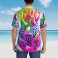 thumbnail image 4 of Yiaed Colorful Glitter Dagon Fruit Print Hawaiian Shirt for Men Short Sleeve Button Down Shirts Beach Shirts for Men,Medium, 4 of 7