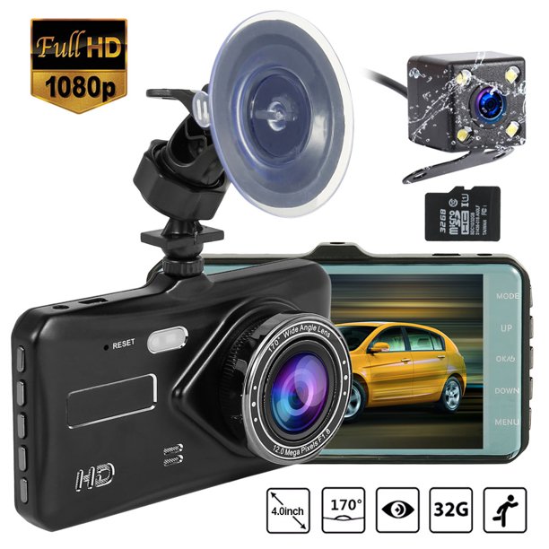 In Car Camera Recorder Dual Front and Rear HD 1080P 4" Dash Cam Night
