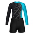 thumbnail image 4 of inhzoy Girls Long Sleeve Glitter Gymnastics Leotards with Shorts Outfits, 4 of 5