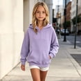 thumbnail image 2 of Fleece Lined Half Zip Hoodie for Girls Ghalytn Quarter Zip Pullover - Kangaroo Pocket Casual Top, Back to School, 2 of 6