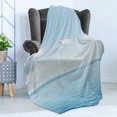 thumbnail image 4 of Ocean Soft Flannel Fleece Throw Blanket, Aquatic Seascape Sky Landscape Tropical Lands Relaxation Spot in the Coast, Cozy Plush for Indoor and Outdoor Use, 70" x 90", Blue White, by Ambesonne, 4 of 5