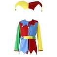 thumbnail image 1 of Linjinx Tenues de Cirque Clown pour Enfants Robe de Clown Patchwork Colorée avec Chapeau Ceinture Pantalon Ensemble Coloré-A 4-6 Ans, 1 of 7